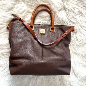DOONEY & BOURKE•brown pebble leather large satchel shoulder bag EUC